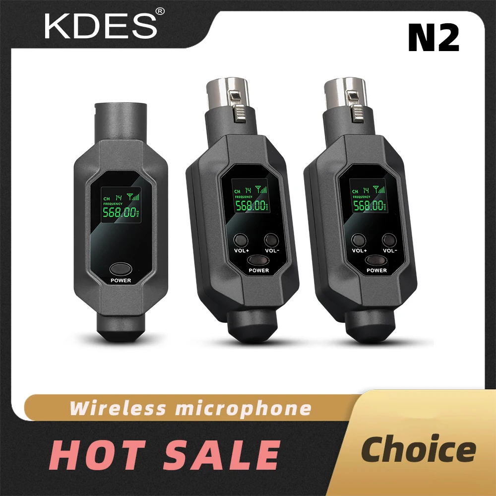 KDES N2 Convertitore per microfono wireless Trasmettitore e ricevitore XLR Sistema wireless per microfono dinamico