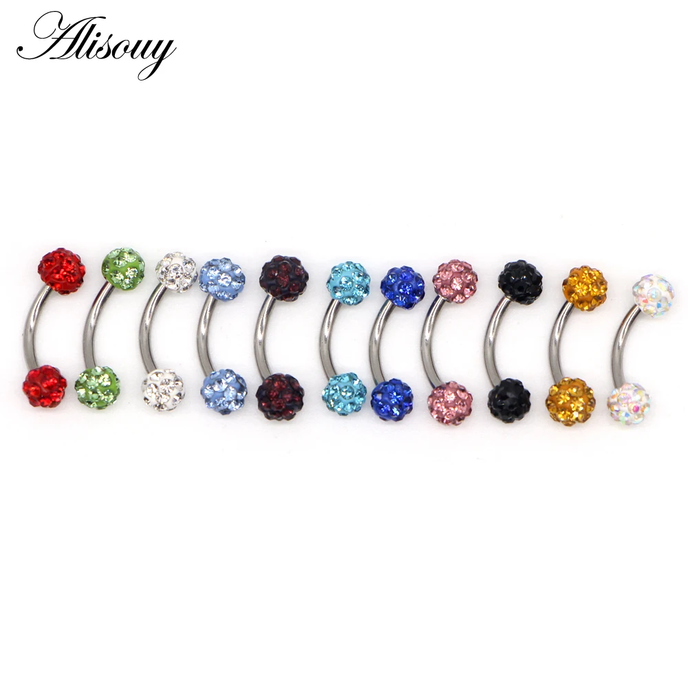 Alisouy 1 Stück Disco Augenbrauenpiercing Industrie Labret Bar Körperschmuck Edelstahl Helix Piercing Ring Lippe Gebogene Hanteln Image