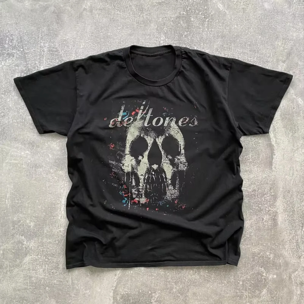 2025Deftones Band WHITE PONY Vintage Schwarzes T-Shirt Männer Frauen T-Shirt Lose Fitness Kurzarm T-Shirts High Street Rundhalsausschnitt