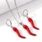 Set di orecchini con collana con pendente in peperoncino rosso alla moda per le donne Set di gioielli in lega di rame color argenteo Accessori donna