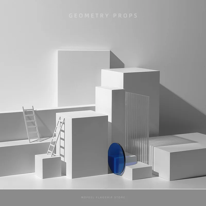 Fotografie Geometrie Weißes Quadrat Matt Würfel Box Kreative Präsentationstisch Stillleben Kosmetikprodukte Schießen Hintergrund Requisiten Image