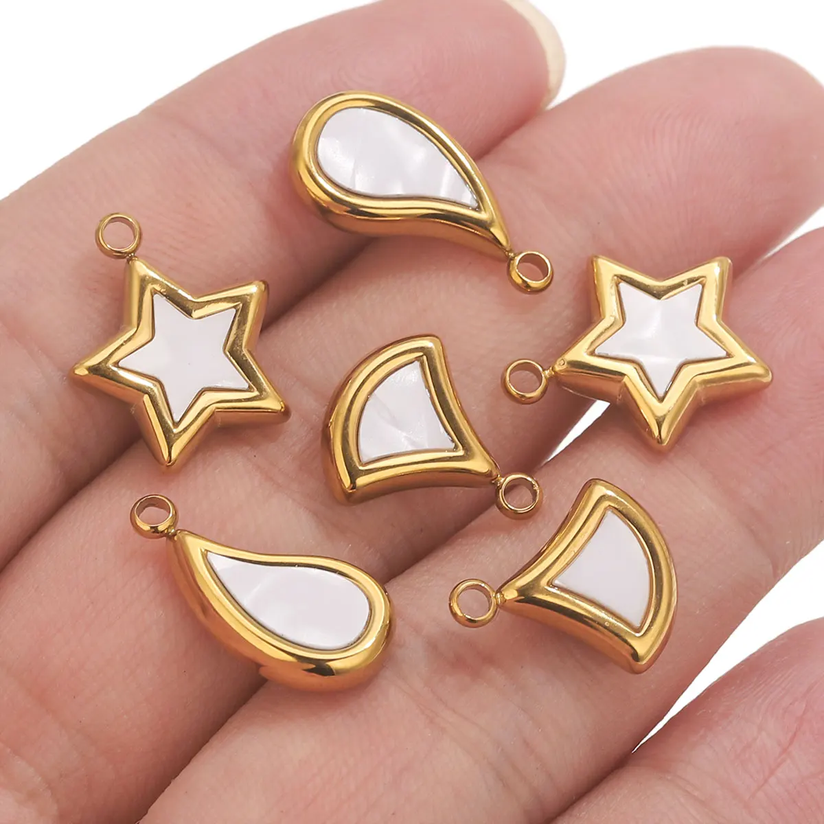 5 stücke Edelstahl Start Shell Charms Für Schmuck Machen DIY Tropfen Baumeln Anhänger Ohrringe Anschlüsse Erkenntnisse zubehör Image