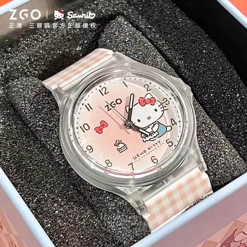 Zgo Sanrio Hello Kitty Damenuhren Kuromi Kinderuhr Mädchen Student Niedlich Leuchtend Wasserdicht Lila Quarzuhr Geschenk Kawaii