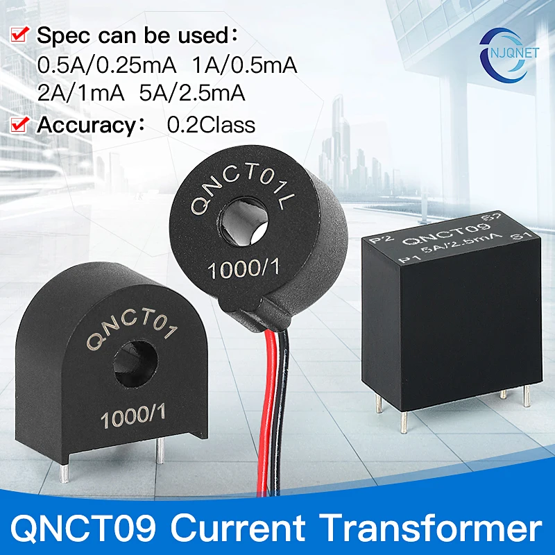 QNCT09 Hochpräziser Stromwandler 5A 5mA 5A 2,5mA 1000:1 2000 AC/DC Mini-Stromwandler-Sensor ab Werk Image