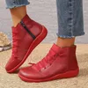 2023 frühling Frauen Wasserdichte Stiefeletten Vintage Frau Faux Leder Pu Flache Schuhe Kurze Stiefel Frauen Plus Größe Zipper Booties