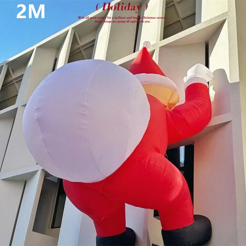 2 Meter Luftmodell Weihnachten Luftmodell, Laden Traufe Dekoration, Weihnachtsmann Rucksack, Urlaub Led Beleuchtung Site Layout Requisiten Neu Image