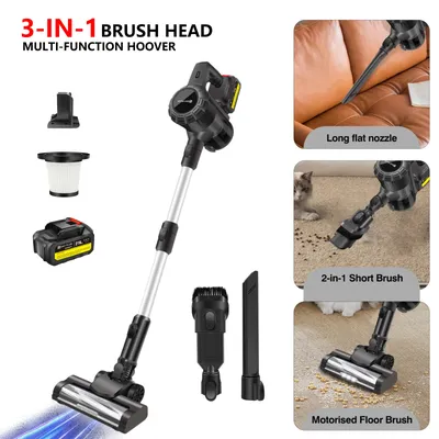 3-in-1 Cordless Vacuum Cleaner, Powerful Handheld Upright Pet Hair Cleaner, Stick Vacuum with LED Light for Floor, Carpet, Car