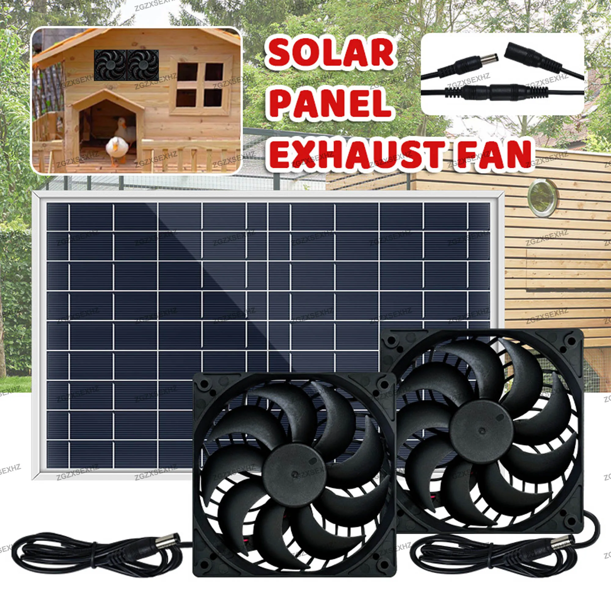 10W Mini Fan Solar Powered Exhaust Ventilator Air Extractor Waterproof For Greenhouse Kitchen Shed Chicken House Ventilation Fan Image