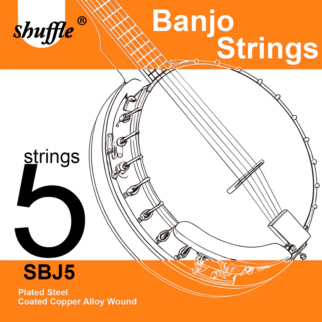 Shuffle 5-saitige Banjo-Saite, Kupferlegierung, umsponnen, rostfrei, für Gitarre, professionelle Anfänger-Übungssaiten, Banjo-Zubehör Image