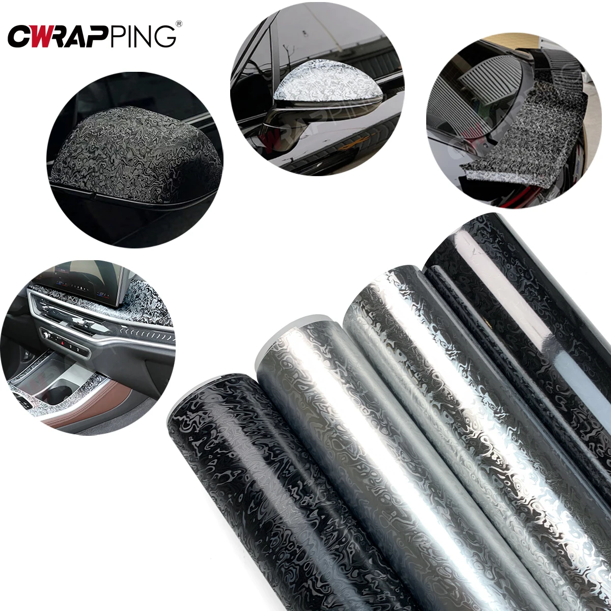 Auto Wrap Vinyl Hochglanz Geist Silber Schwarz Auto Karosserie Abdeckung Filme Wasserdicht Motorrad Aufkleber für Tunning Auto Zubehör Image