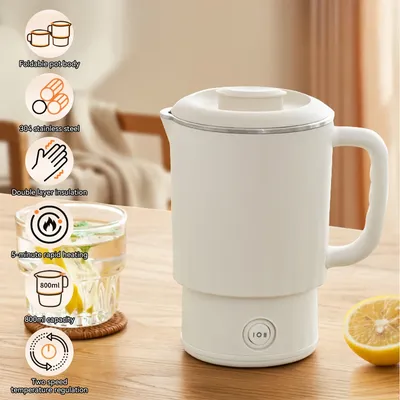 800ML Foldable Portable Kettle 304 Mini Water Heater Steel Kettle Travel Outdoor Kettle For Outdoor Travel Home Office