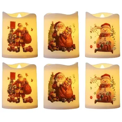 Christmas LED Candles Battery Operated Santa Claus Candles 6X Christmas Candles Desktop Ornaments For Holiday Home Decor