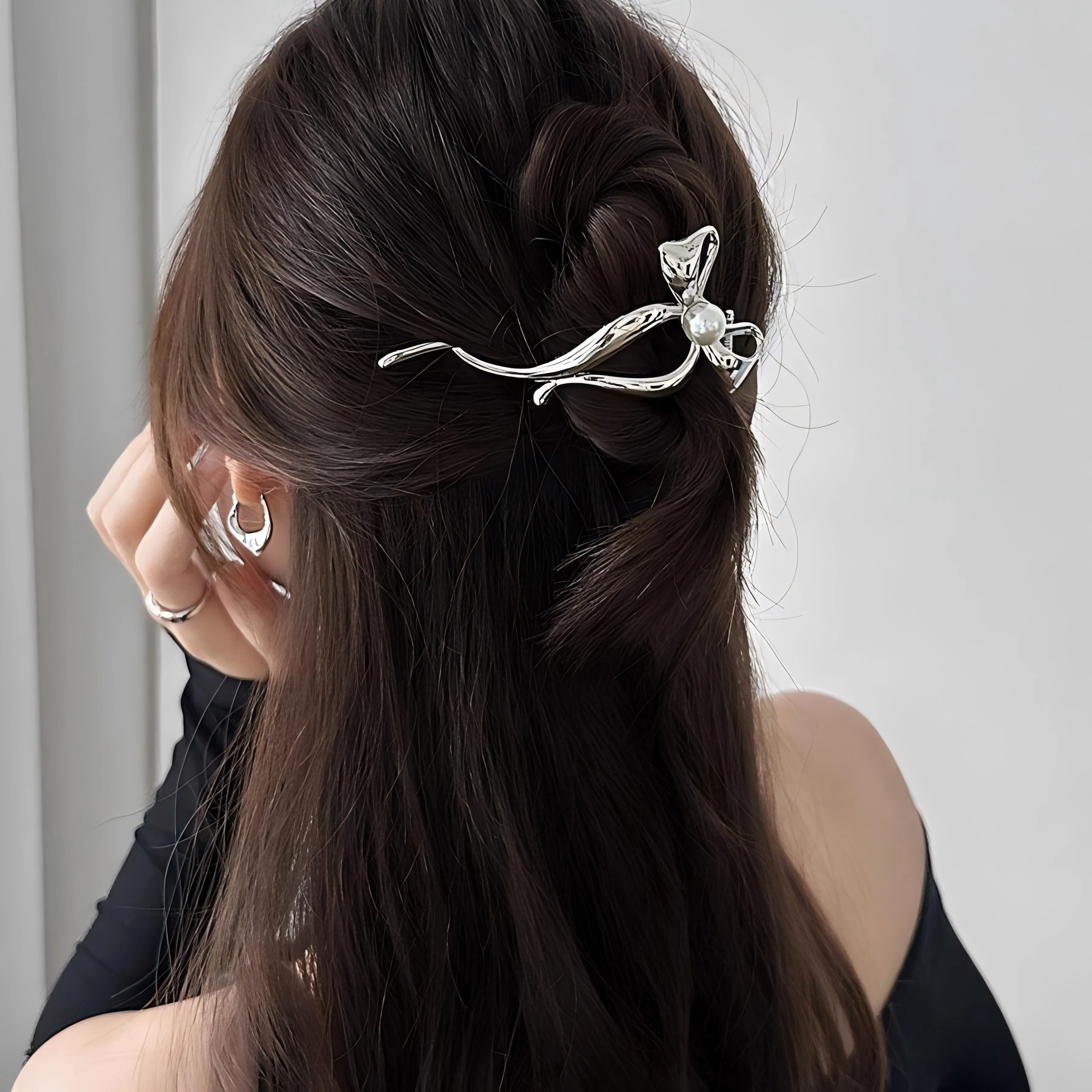 Elegante Haarspange mit Schleife aus Legierung, Haarspange für Pferdebündel, Haarspange für Damen, Pferdeschwanzhalter, Haarschmuck, Kopfbedeckung Image