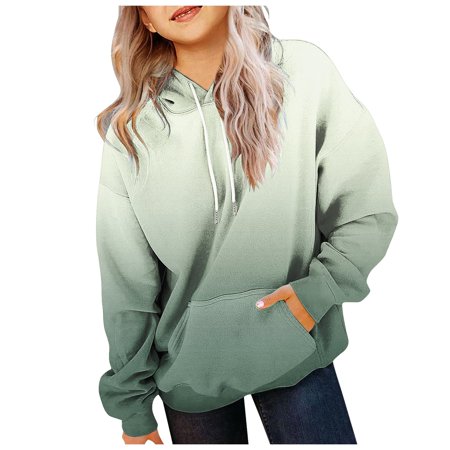 Mepaouo Cute Hoodies Girls Oversized Long Sleeve Sweatshirt Gradient Hooded Pullover Tops Kids Preppy Clothes 6-7T