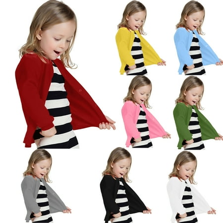 Mepaouo Toddler Boys Girls Cardigan Baby Long Sleeve Sweaters School Uniform Knit Tops Outwear Black 4-5 Years