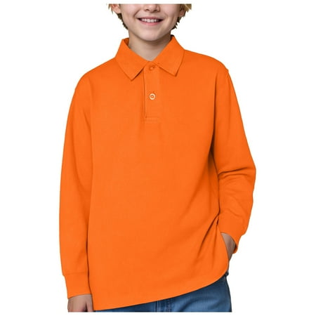 Mepaouo Boys Long Sleeve Polo Shirts School Uniform Henley Cotton T-Shirts Kids Casual Basic Tee Tops 6-7T