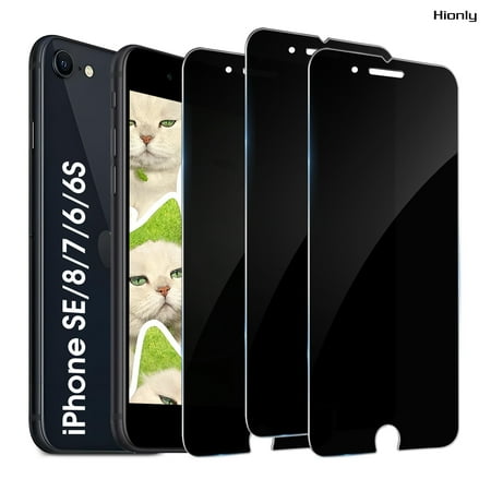 [3 Pack] Hionly Compatible with iPhone SE 3/2 (2022/2020 Edition) / iPhone 8 / iPhone 7 / 6s / 6 Privacy Screen Protector Full Coverage Anti-Spy Tempered Glass Film 9H Hardness Bubble Free