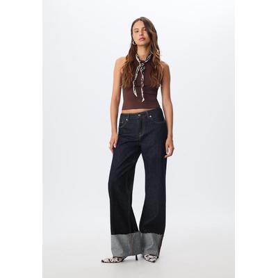 Stradivarius D65 Straight turn-up jeans RINSE BLUE DENIM 8