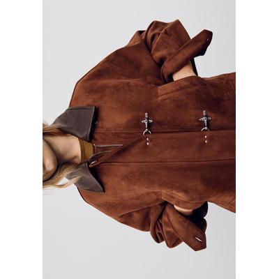 Stradivarius Faux suede jacket with toggles Brown S
