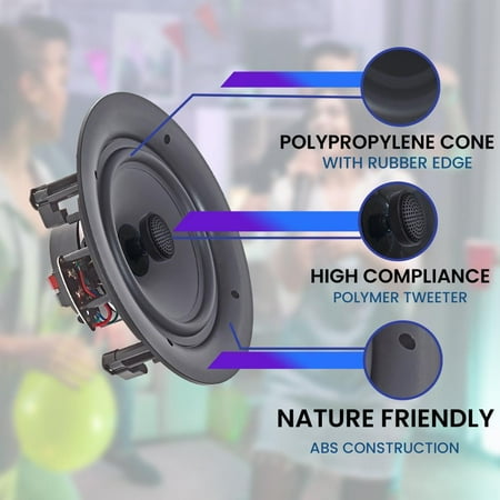 Home Audio System Kit - 6 Channel 6000 W Bluetooth Amplifier w/ 12 QTY of 5.25 Frameless in-Wall in-Ceiling Speakers 175 W Each 2 QTY of Wired Mic 500 ft Speaker Wire & Remote by Technical Pro