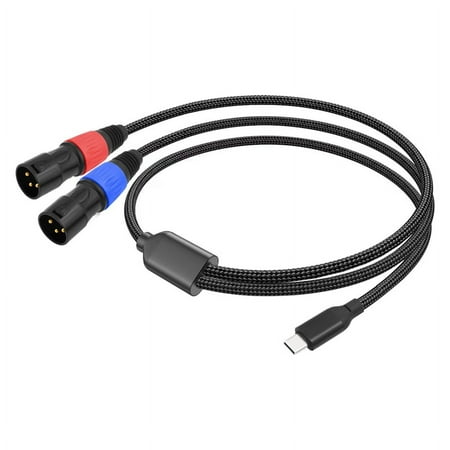 Type C to Dual XLR Male Aux Audio Cable USB C to Dual XLR Audio Cable Type C to XLR Male Output Stereo Cord 200cm 1 * USB C To Dual XLR Audio Cable Black