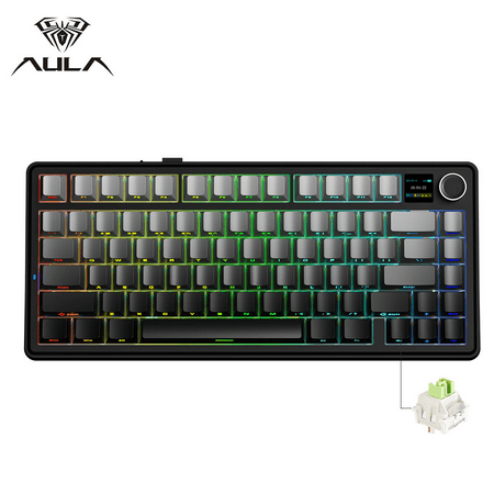 Aula F75 MAX Wireless Mechanical Keyboard With TFT Screen and Knob Gasket RGB Backlight Gaming Keyboard in 75% Layout Hot-Swap