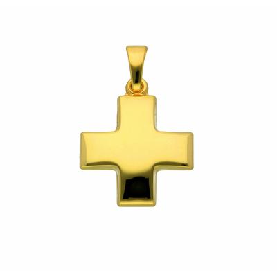 Kreuzkette ADELIA´S "Halskette - Kreuzkette mit Kreuz Anhänger aus 585 Gold", gold, Halsketten, Damen, Gelbgold 585-Gold, Gelbgold 585, Gold, Schmuckset mit bis 45 cm stufenlos verstellbarer 925 Silber Halskette Image