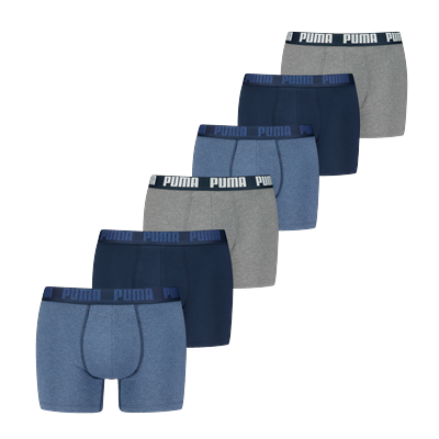Boxershorts PUMA "PUMA MEN EVERYDAY BOXER 6P ECOM", Herren, Gr. L, denim combo, Single Jersey, Obermaterial: 95% Baumwolle, 5% Elasthan, eng, Unterhosen, Elastischer Logobund, Stretchmaterial, ohne Eingriff Image