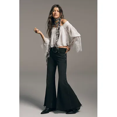 We The Free Emre Flare Jeans at Free People in Black Orchid, Size: 26