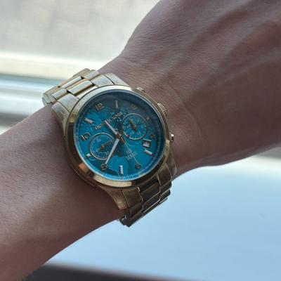 Michael Kors Accessories | Gold Michael Kors World Map Watch | Color: Blue/Gold | Size: Os