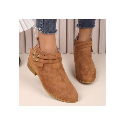 Spitz zulaufende Wildlederstiefel mit Blockabsatz Image