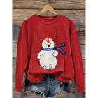 Women's Pullover Graphic Snowman Casual Long Sleeve Crew Neck Regular Tops Street Dailywear Casual Print White Pink Red Blue Khaki Fall Winter
