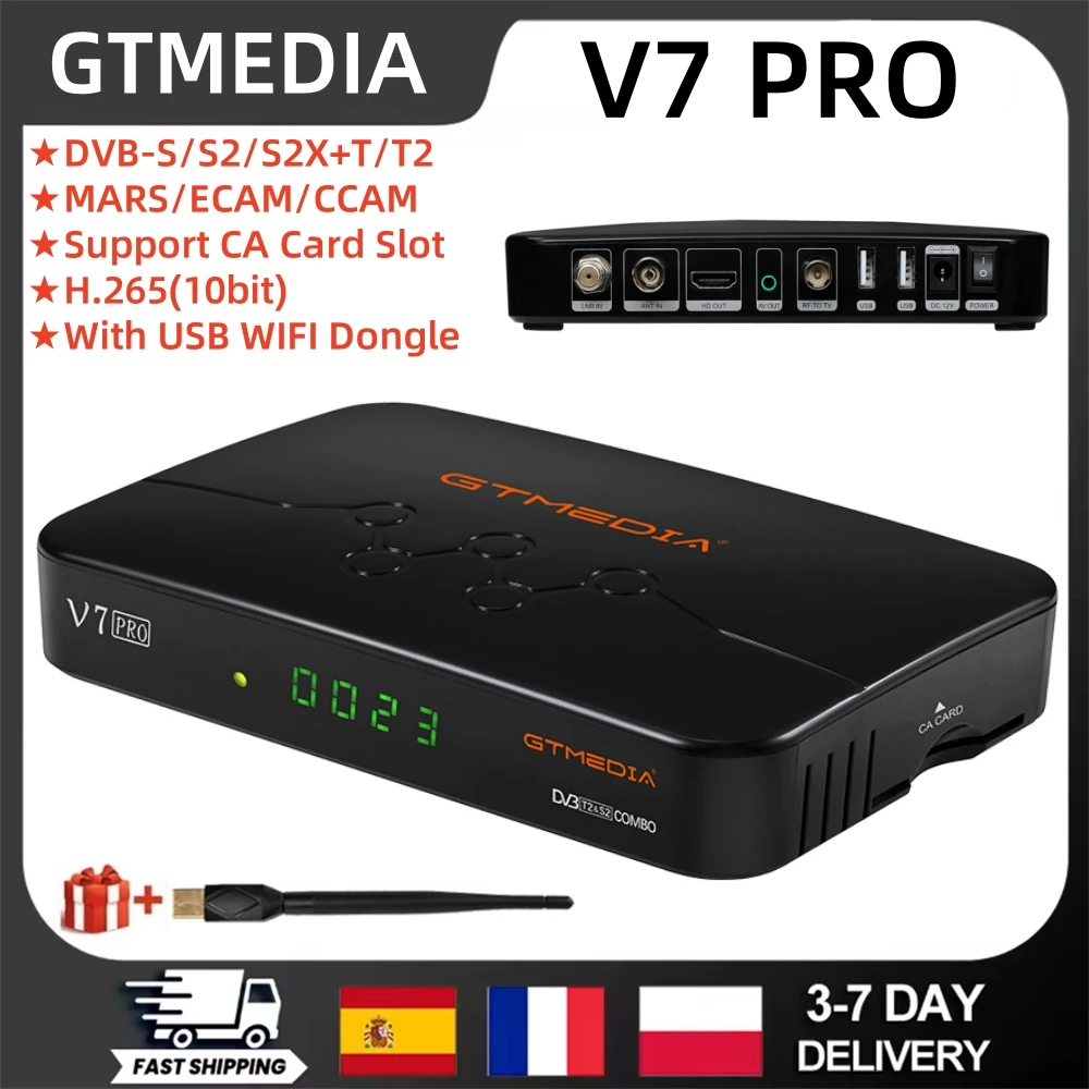 GTMEDIA V7Pro récepteur Satellite DVB-S/S2/S2X + DVB-T/T2 décodeur prise en charge MARS/ECAM/CCAM TDT HD récepteur TV avec WIFI USB pour l