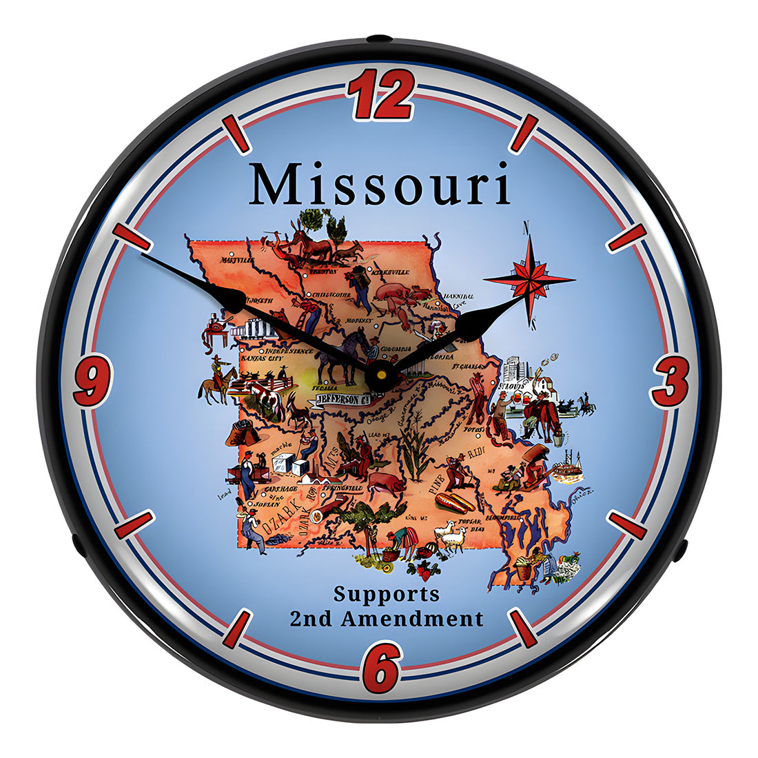 Collectable Sign and Clock Missouri Supports the 2nd Amendment Backlit Wall Clock
