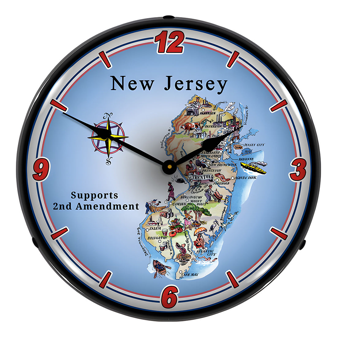 Collectable Sign and Clock New Jersey Supports the 2nd Amendment Backlit Wall Clock
