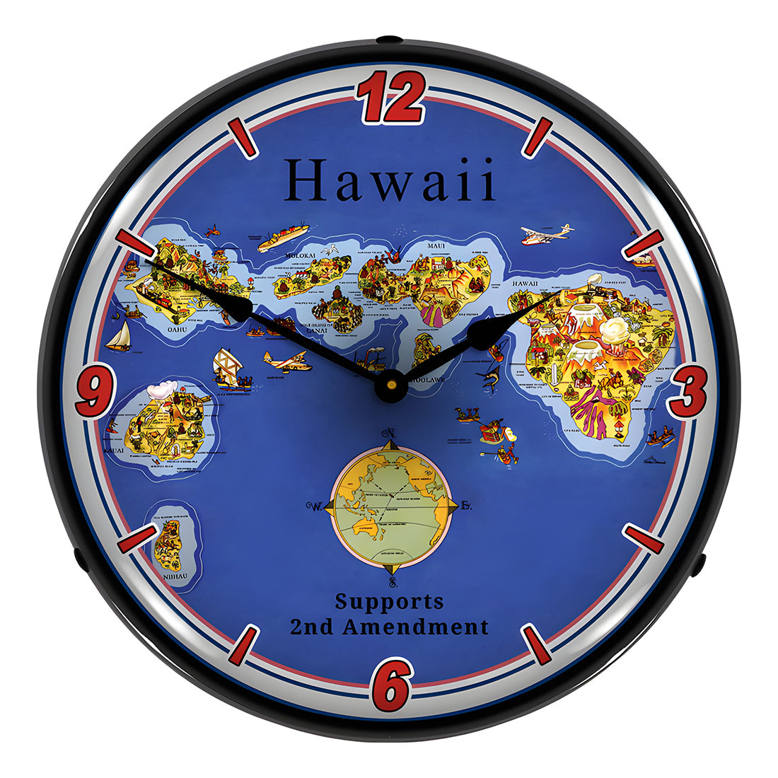 Collectable Sign and Clock Hawaii Supports the 2nd Amendment Backlit Wall Clock