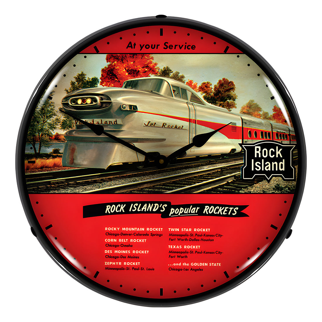 Collectable Sign and Clock Rock Island Rockets Backlit Wall Clock