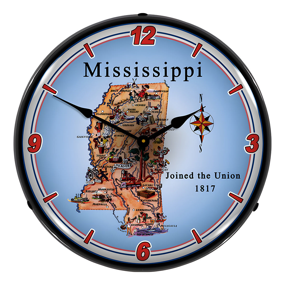 Collectable Sign and Clock State of Mississippi Backlit Wall Clock