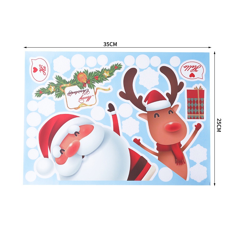 Christmas Stickers Santa Claus Snowman Glass Stickers Window Decoration Snowflake Elk Window Stickers Double-Sided Effect Decoration