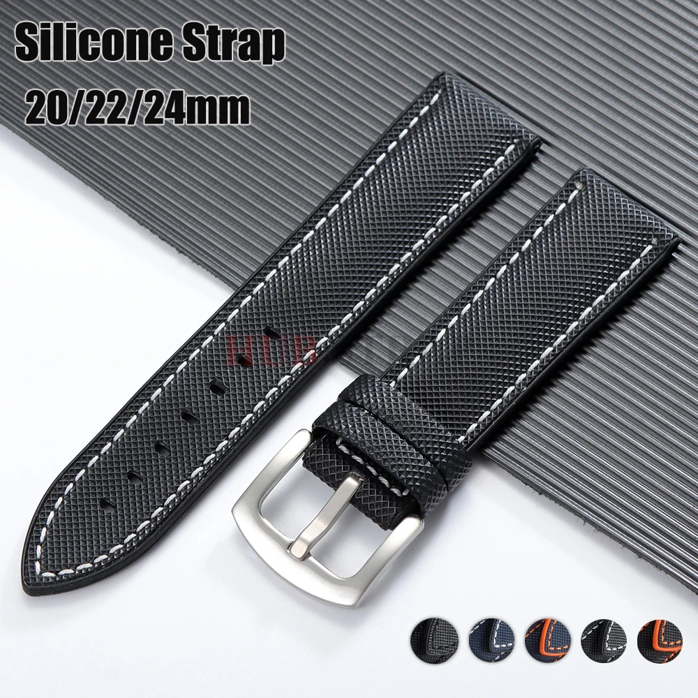 20 22 24 mm Kohlefaser-Nylon-Karomusterarmband Silikonarmband für Omega für Seiko Männer Frauen Weiches wasserdichtes Armbandzubehör Image