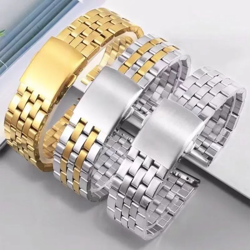 Stahl Uhrenarmband Universal Damen Herren Faltschließe für Damen Armband Strap18mm 20mm 22mm Uhrengürtel Zubehör Image