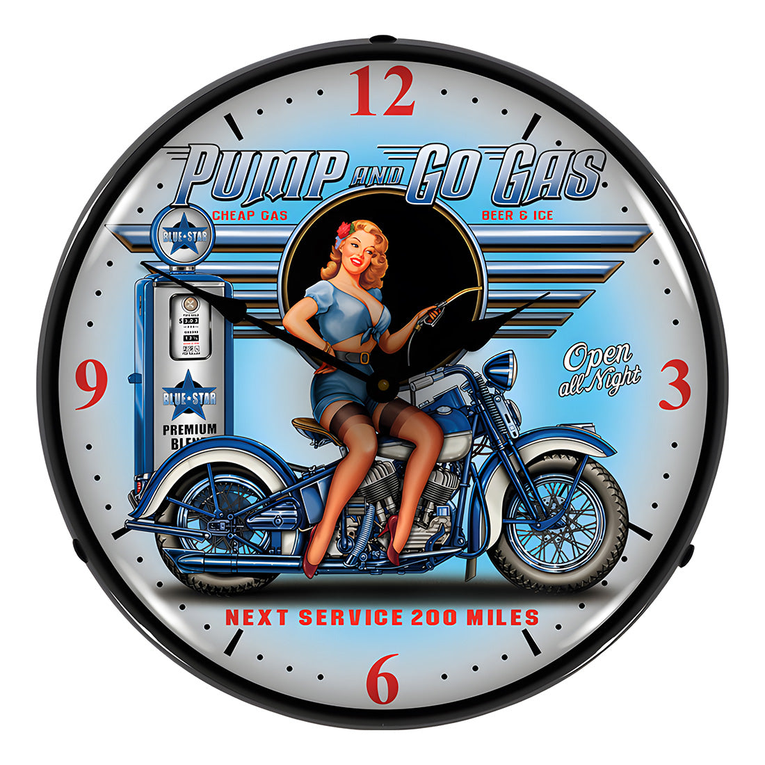 Collectable Sign and Clock Pump N Go Gas Backlit Wall Clock