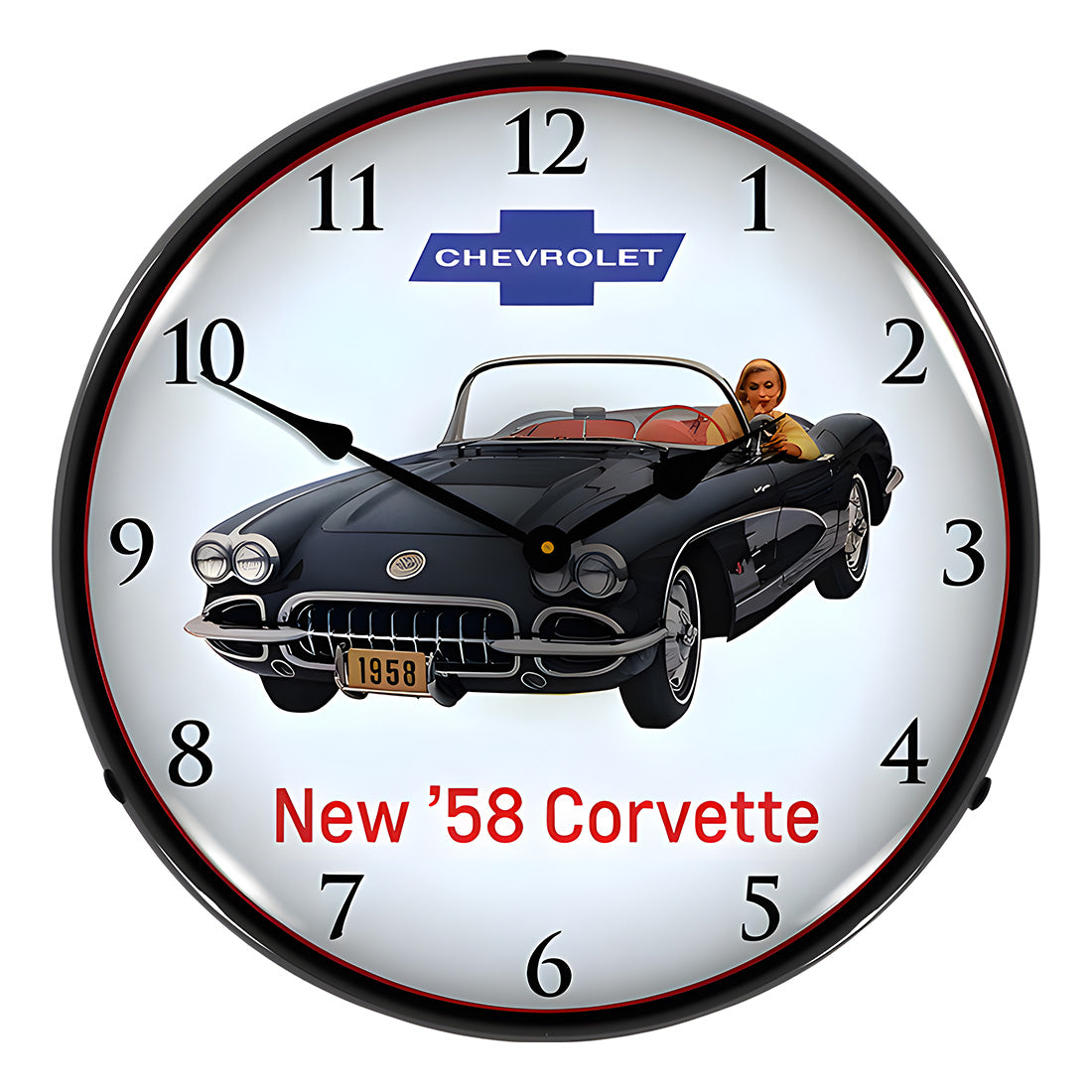 Collectable Sign and Clock 1958 Corvette Backlit Wall Clock