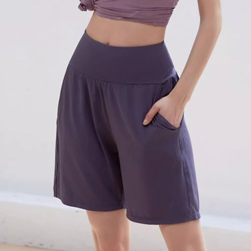 Women's Workout Activewear Sports Shorts Zip Up Pocket High Waist Gym Running Yoga Bottoms Solid Color Black Purple Sports Activewear Loose Fit