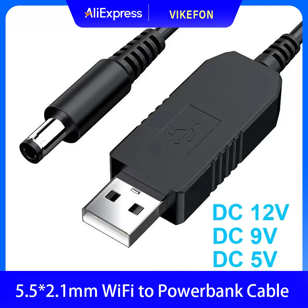 5.5*2.1mm WiFi a Powerbank Cavo Connettore DC 5V a 12V Cavo USB Convertitore Boost Cavo Step-up per Router Wifi Modem ventola