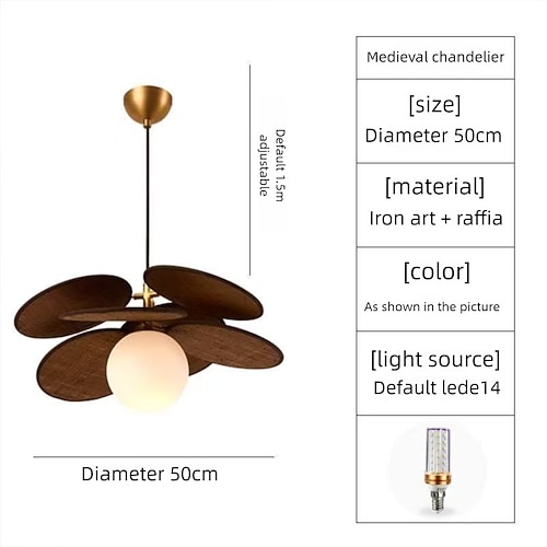 Lampadario a sospensione a LED, lampadario in rattan, lampadario moderno in oro, lampadario a sospensione vintage, lampadario a sfera con montaggio a filo sul soffitto, 110-240 V, 110-265 V