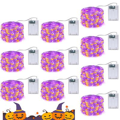 10 Pcs 5M/16.4FT 50LED Beads Fairy String Lights Halloween Christmas Wedding Valentine's Day Party Indoor and Outdoor Atmosphere Decoration Light String AAA Battery Box Timer Function