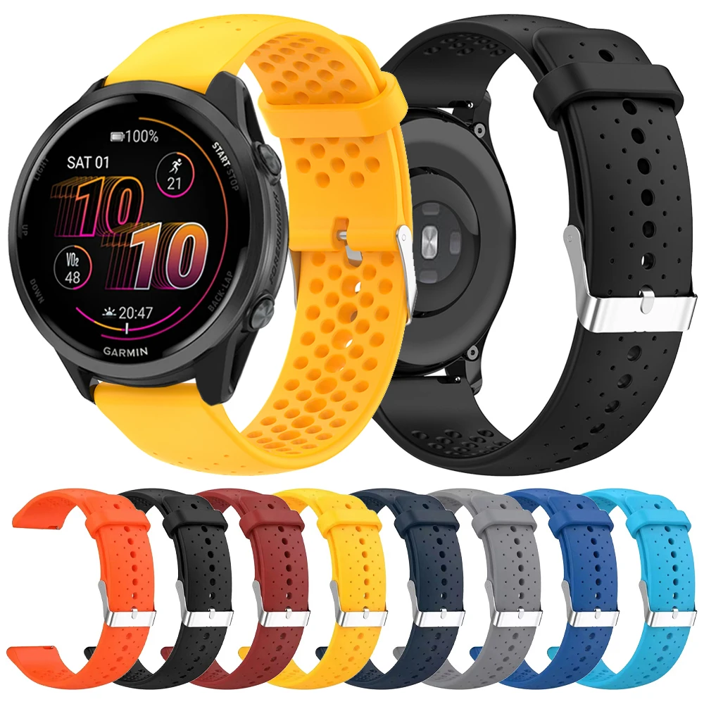 20 mm 22 mm Silikon-Uhrenarmband für Garmin Forerunner 570 265 255 165 245 Music/Venu 3 Sq 2 Bands Vivoactive 4 Atmungsaktives Armband Image