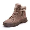 Winter Schuhe Frauen Schnee Stiefel Dicke Sohle Warme Plüsch Echtes Leder Marke Damen Ankle Booties Nicht-slip Plus Größe 41