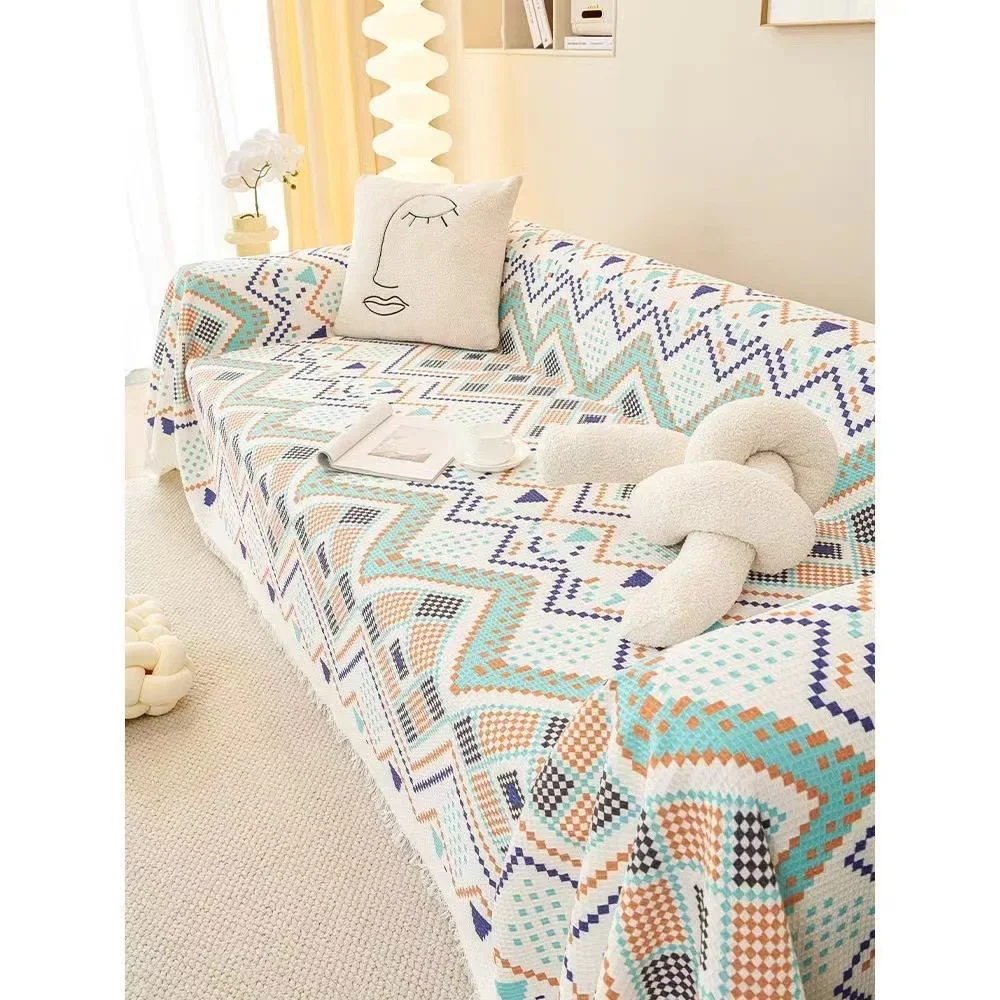 VIKAMA Bedrucktes Sofa-Handtuch, Chenille-Sofaschutz, Decken für Sofa, 1/2/3/4 Sitze, Sofabezüge, Couchbezug, böhmische Heimdekoration Image